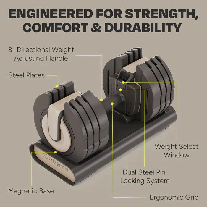 Centr Smart Stack 50 Adjustable Dumbbell (Single - 5-50 lb Dumbbell)